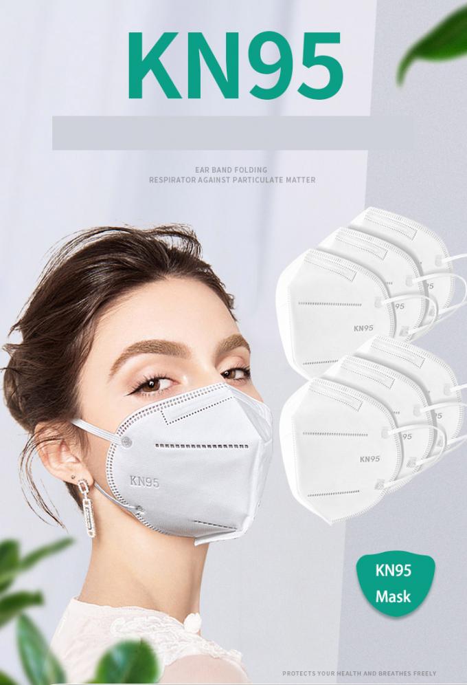 Nonwoven KN95 Folding Half Face Mask Vertical Fold Flat With Elastic