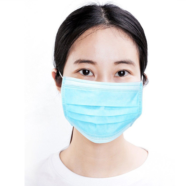 Breathable Disposable Blue Earloop Face Mask 3 Layer Filtration Reduce Infections